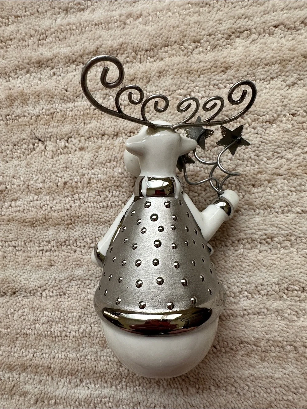 Pier 1 Imports Moose Figurine Silver White Ceramic Figurine 4.5